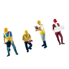 Baustellen-Bauarbeiter-Miniaturmodelle für Sammler und-Anzug