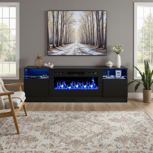 36" Modern Recessed Electric Fireplace, LED Flame without TV Stand