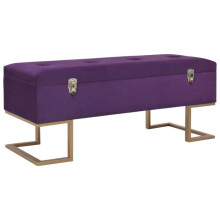 Banco estofado com compartimento de armazenamento 105 cm veludo roxo 02_0010749