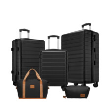 (Black, 20+24+28inch+travel bag set) Black 20/24/28 Inch Hard Shell Luggage and Travel Bag Set, Lightweight ABS Suitcases with Combination Locks