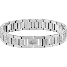 Gliederarmband aus Edelstahl mit zartem Piqué-Muster – erhältlich in Silber für Damen und Herren