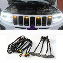 4 Stück One For Four getönte gelbe Frontgrillleuchten im Raptor-Stil für Jeep Grand Cherokee (2003–2021)