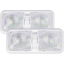 Set van 2 LED-plafondlampen voor campers, 12V 6W LED natuurlijk wit licht, dubbele lamp met schakelaar