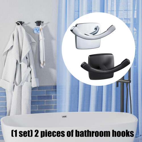 2Pcs Space Saving Wall Mounted Hooks For Hanging Wet-Silver 2