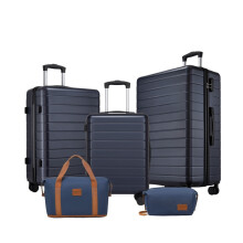 (Navy, 20+24+28inch+travel bag set) Navy 20/24/28 Inch Hard Shell Luggage and Travel Bag Set, Lightweight ABS Suitcases with Combination Locks