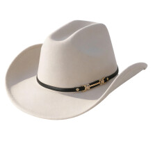 Elegant PU Belt Cowboy Cap Women Men Winter Daily Wear-Beige