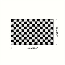 (Black And White Chessboard, 19.7×31.5in(50×80cm)) 1pc Bathroom Rug Mat, Extra Soft Absorbent Premium Bath Rug Colorful Square and