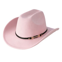 Fashion Cowboy Cap Windproof Wide Brims Western Top-Peach pink
