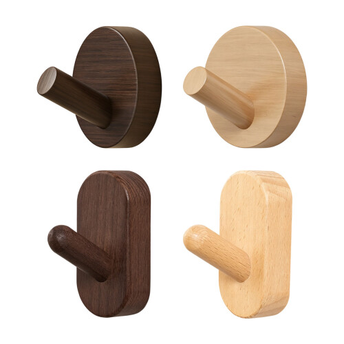 2 Styles Dark And Light Wooden Hook Easy Mounting-beechoval 1
