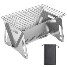 Portable Charcoal Grill, Foldable Stainless Steel Mini BBQ Grill for Tabletop Outdoor Cooking Camping Picnic