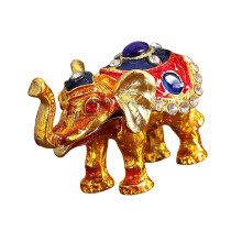 Boîte d'anneaux en forme d'éléphant en alliage ornée de-Orange