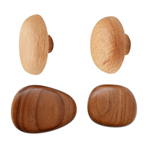 4Pcs Wooden Oval Hooks Strong Not Drill Mounting Hanger-beech1 1