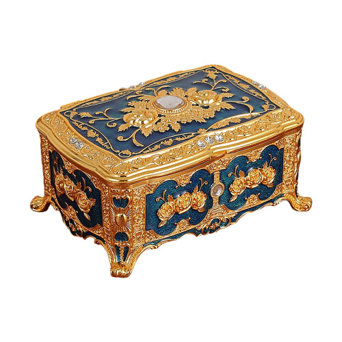 Storage Box for Rings Necklace Decorative Earrings-Blue