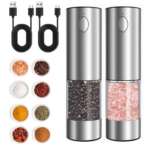 Electric Salt and Pepper Grinder Set 2-Pack