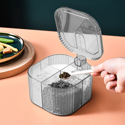 Boîte à épices Banghong à 4 compartiments avec couvercle transparent
