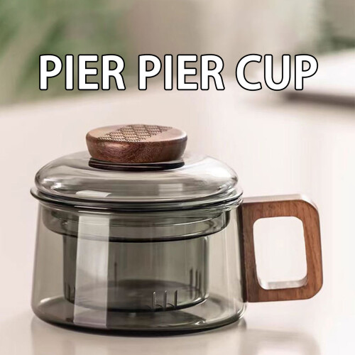 Clear Glass Tea Infuser Cup With-Transparent cover le 2