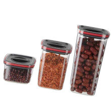 3Pcs Plastic Rotating Food Containers Clear Airtights-Black