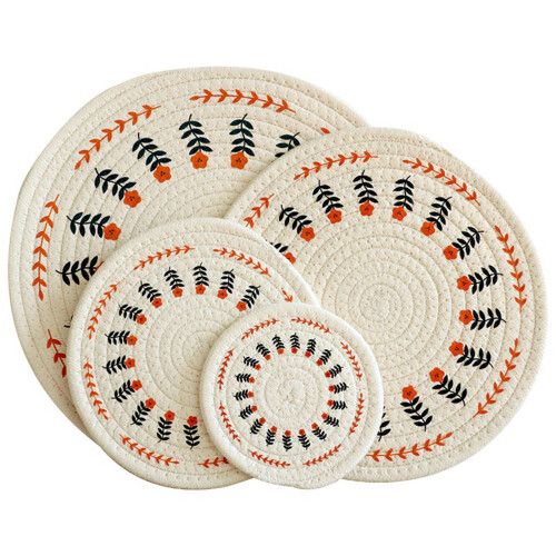 4 Pack Round Cotton Rope Table Mats