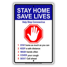 Aluminium 'Stay Home' Wall Sign 20 x 30 cm