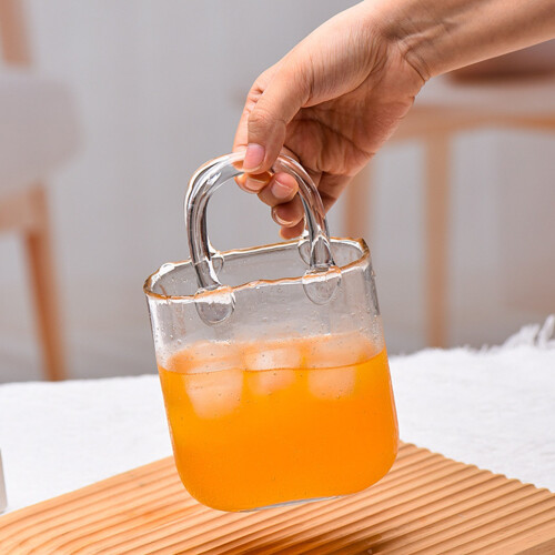 Large 550ML Glass Cup With Purse Shape Creative Clear Handbag 1