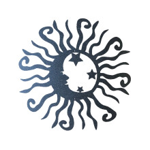 Solar Moon Metal Wall Art – 25 cm Black Gold Blue