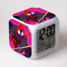 LED Alarm Clock with Spider-Man Design, 7-Color Night Light