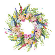 Artistic Silk Flower Garlands Blue Pink Artificial Flower Wreath