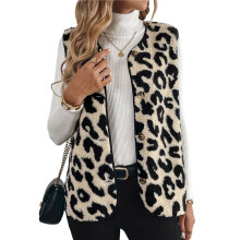 Damen Y2k Leopardenmuster Weste Top Button Down Ärmellose Jacke Oberbekleidung Bunt M