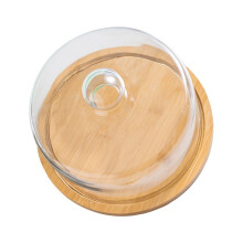 Wooden Food Cover with Glass Dome Tray