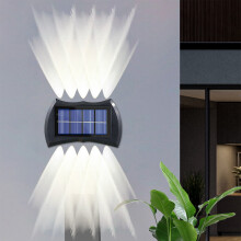 Solcelledrevne vegglamper svarte IP65 2-pakning