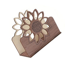 Zonnebloemvormige houten servethouder voor eettafeldecoratie en