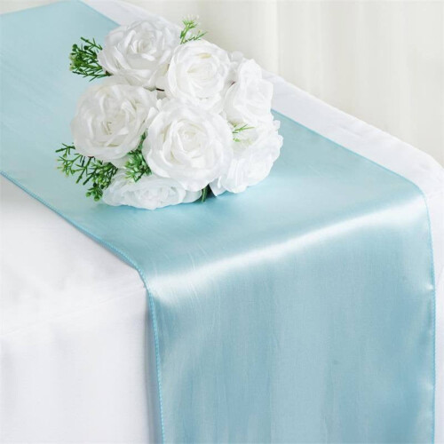 Satin Table Runner 12 x 108 in Light Blue