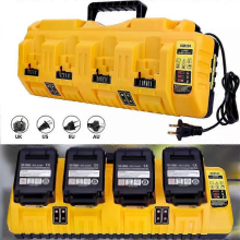 DCB104 Schnellladegerät für Dewalt 12V/20V Max Akkus, 4-Port mit 2 USB-Anschlüssen (DCB204, DCB205, DCB127, DCB105)
