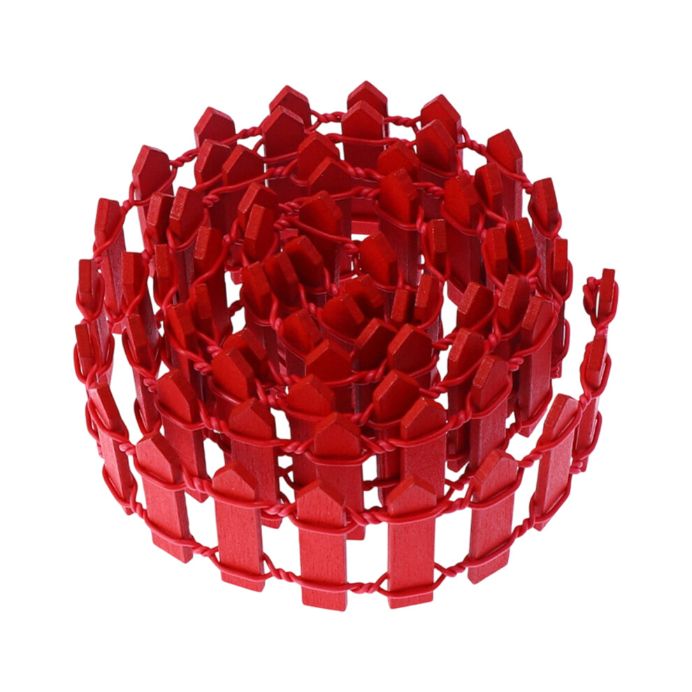 Handmade Wooden Picket Fence For Building Miniature Garden-Red 7695000912793