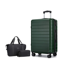 (Green, 24inch+travel bag set) Green 20/24/28 Inch Hard Shell Luggage and Travel Bag Set, Lightweight ABS Suitcases with Combination Locks