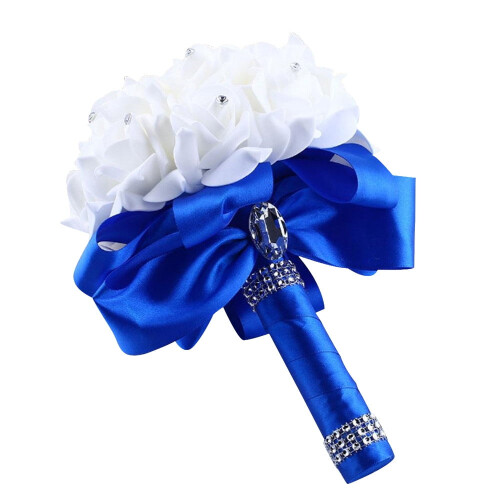 Crystal rose pearl bridesmaid bouquet blue 2
