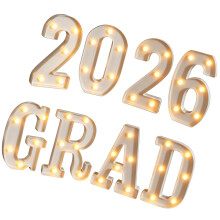 Kleurrijk 2026 Afstudeerviering Oplichtende letter en nummer-Wit