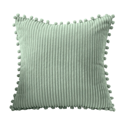 Plush Pillowcase with Pom-poms Green Polyester 1