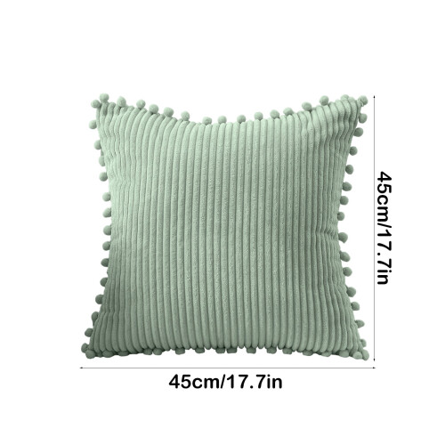Plush Pillowcase with Pom-poms Green Polyester 2