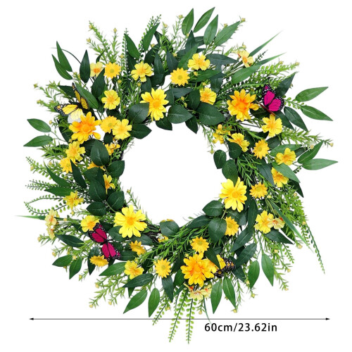 Artificial Spring Wreath 60X60cm Realistic Simulation Flower 1