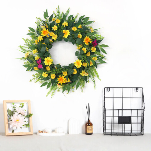 Artificial Spring Wreath 60X60cm Realistic Simulation Flower 2