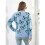 Damen Lässiger Strickpullover mit Schmetterlingsdruck, Langarm, Rundhalsausschnitt Blau S 6