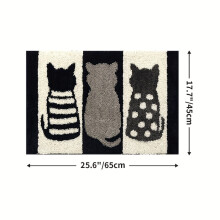 (Black and white cat, 17.7×29.5in(45×65cm)) 1pc Bathroom Rug Mat, Extra Soft Absorbent Premium Bath Rug Black and White Cat Series, Non-Slip
