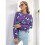 Damen Lässiger Strickpullover mit Schmetterlingsdruck, Langarm, Rundhalsausschnitt Lila M 4