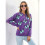 Damen Lässiger Strickpullover mit Schmetterlingsdruck, Langarm, Rundhalsausschnitt Lila M 6