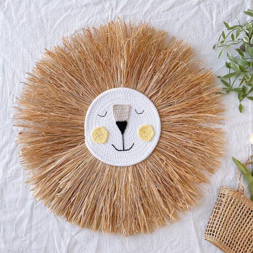 Boho Lion Tapestry Wall Hanging – Cotton Macrame, 50cm 1