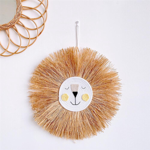 Boho Lion Tapestry Wall Hanging – Cotton Macrame, 50cm 2