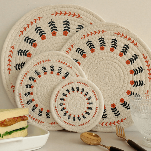 4 Pack Round Cotton Rope Table Mats 1
