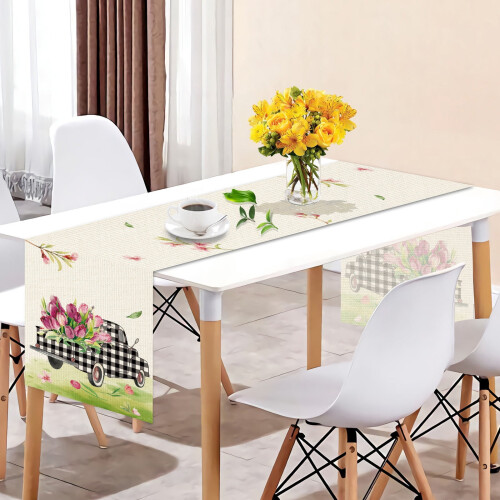 Cotton-Linen Table Runner Festive Summer Design 1