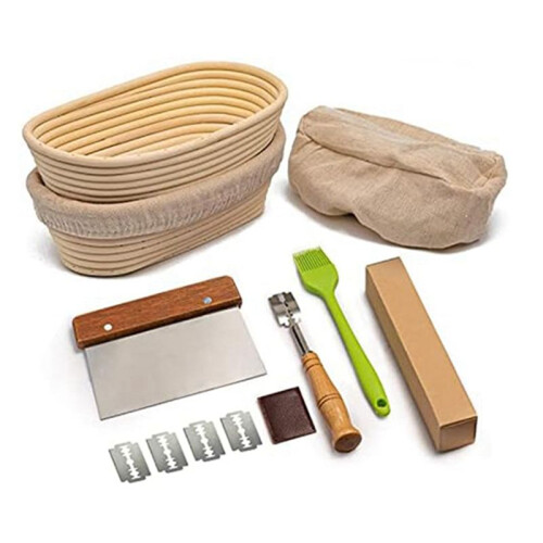 Bread Baking Set, Oval Bread Fermentation Basket, with Flour Mixer Accessories, Used for Kitchen Making Tools 1